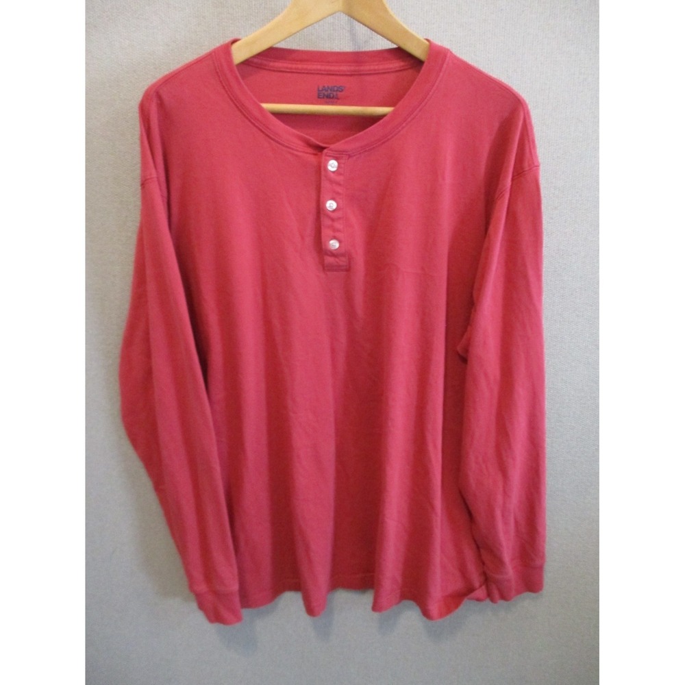 Lands End Super-T Henley Shirt Size XXL Long Sleeve